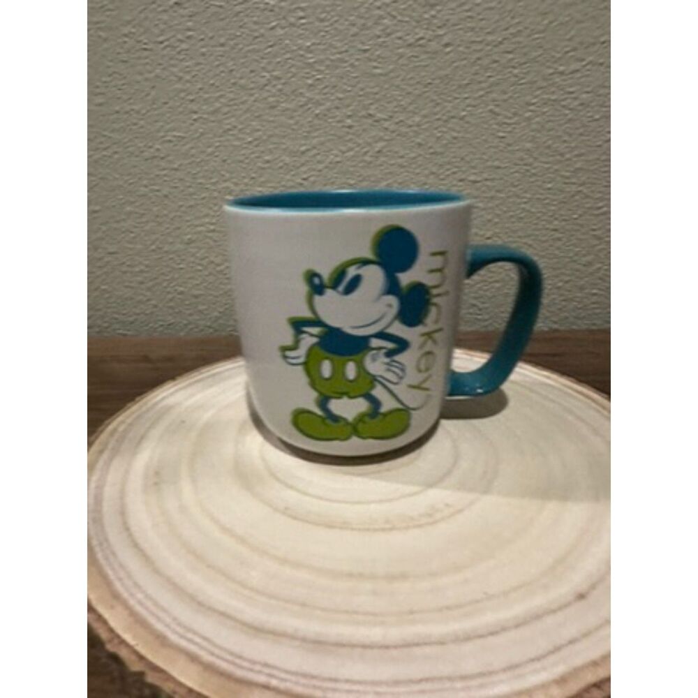 NWOT Disney Store Mickey Mouse Two Tone Green Blue Color Double Sided Mug